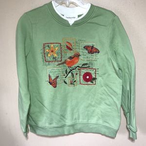 Vintage 90s Y2K grannycore embroidered bird / nature sweatshirt size medium